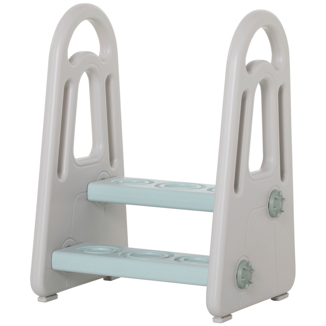 HOMCOM Kids Two-Step Stool – Blue & Grey