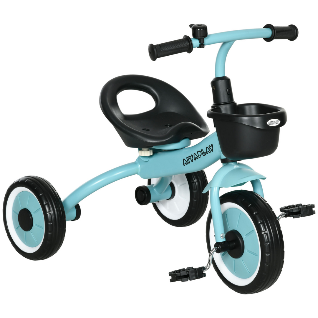 AIYAPLAY Kids Trike – Blue Toddler Tricycle with Basket & Bell (2–5 Years)
