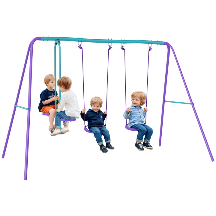 Outsunny 3-in-1 Kids Swing Set with Seesaw - Ages 3+