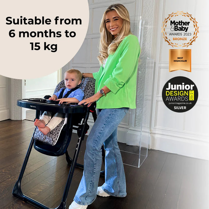 My Babiie MBHC8 Premium Highchair - Black Leopard