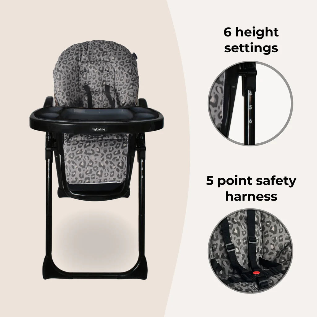 My Babiie MBHC8 Premium Highchair - Black Leopard