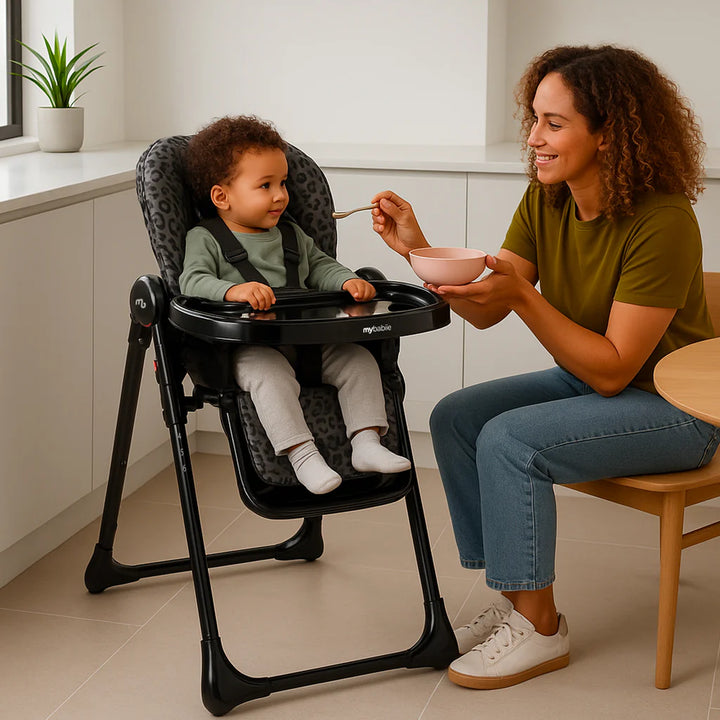 My Babiie MBHC8 Premium Highchair - Black Leopard