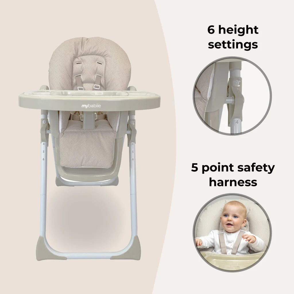 My Babiie MBHC8 Premium Highchair - Oatmeal Herringbone