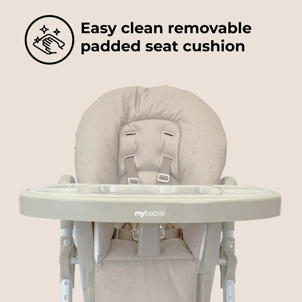 My Babiie MBHC8 Premium Highchair - Oatmeal Herringbone