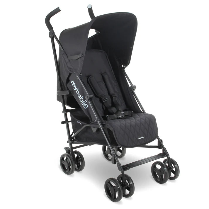 My Babiie MB01 stroller in Black with quilted seat design
