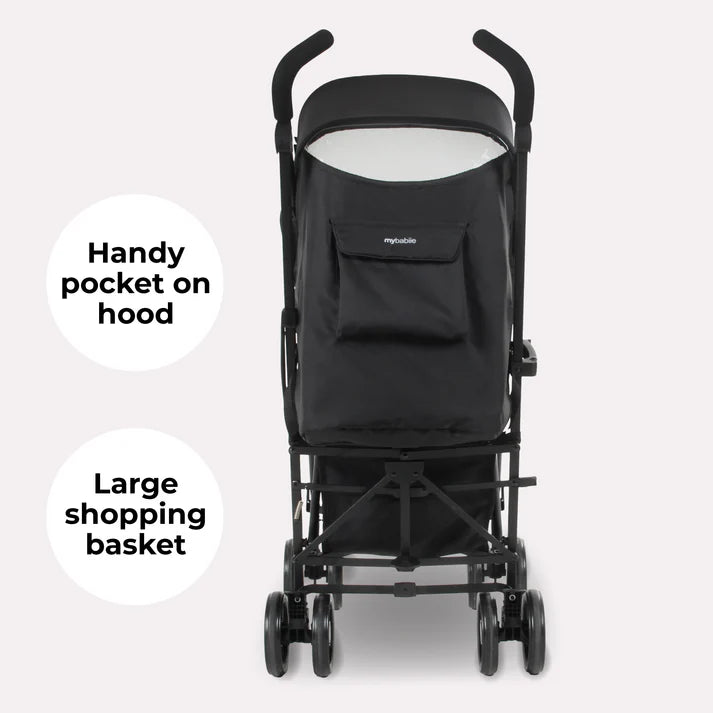 My Babiie MB01 stroller with pocket in hood and large shopping basket