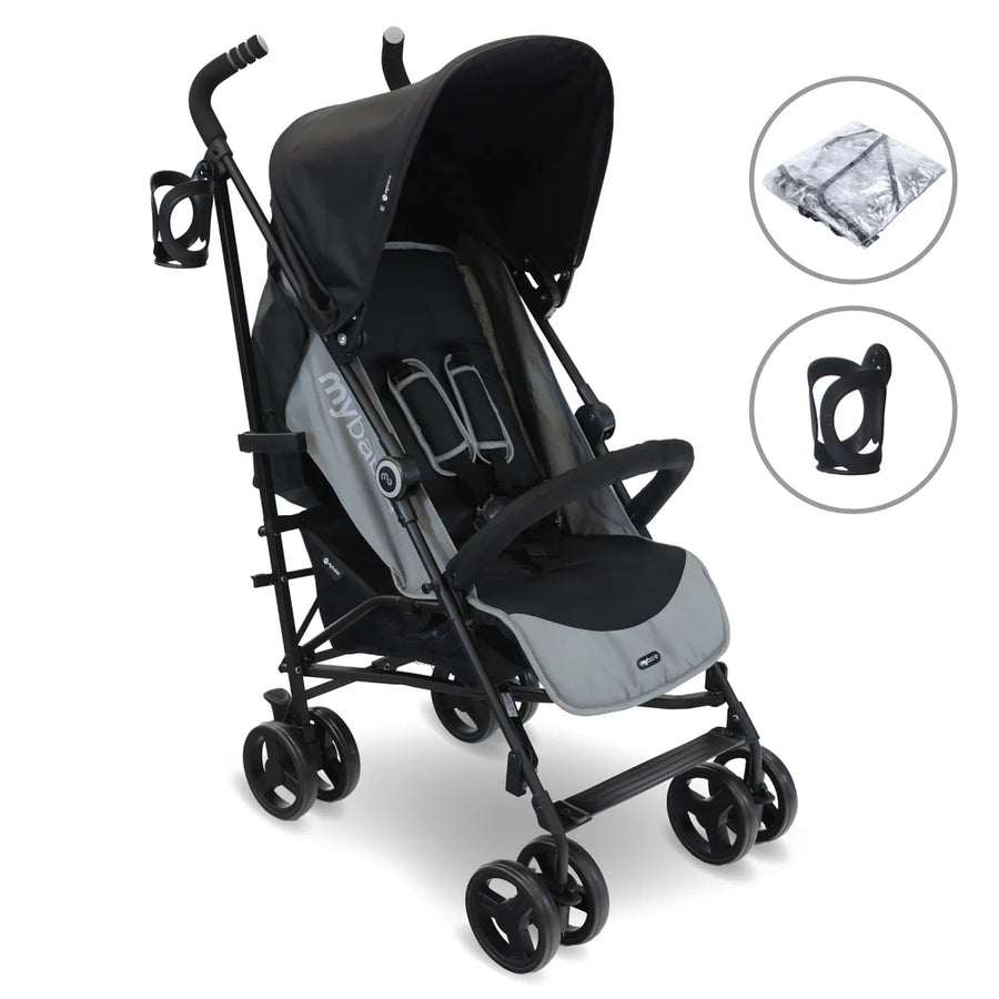 My Babiie MB02 Lightweight Stroller in Black & Grey
