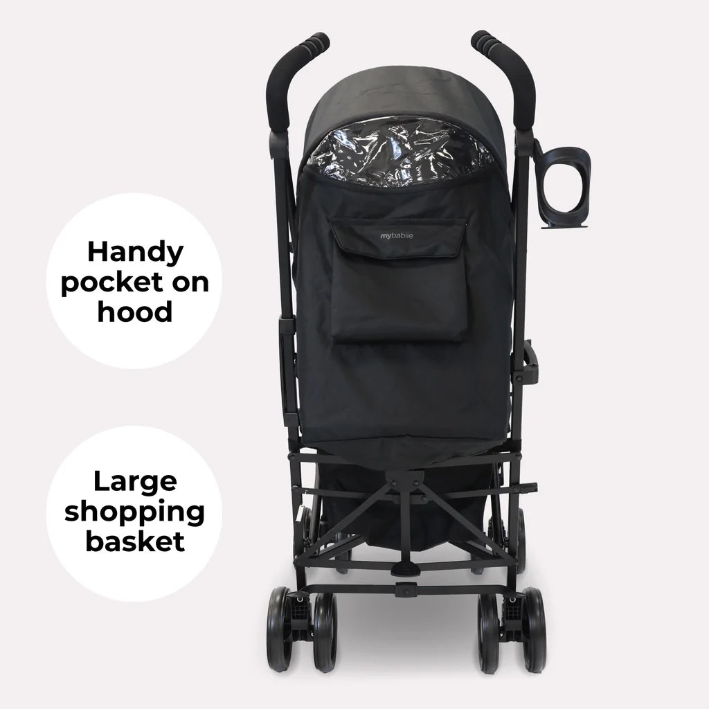My Babiie MB02 Lightweight Stroller with handy pocket in hood and large shopping basket