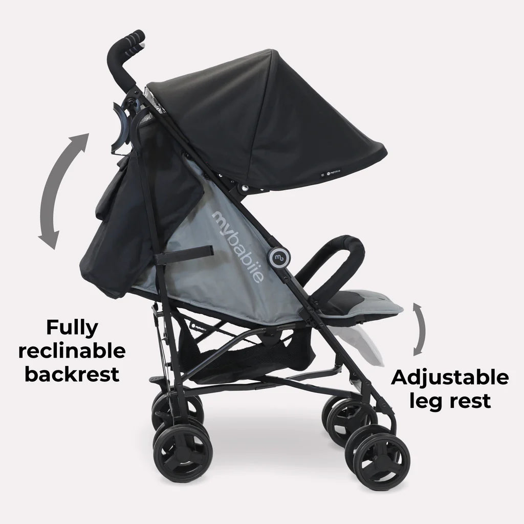 My Babiie MB02 Lightweight Stroller with Fully Reclinable Backrest and Adjustable Leg Rest