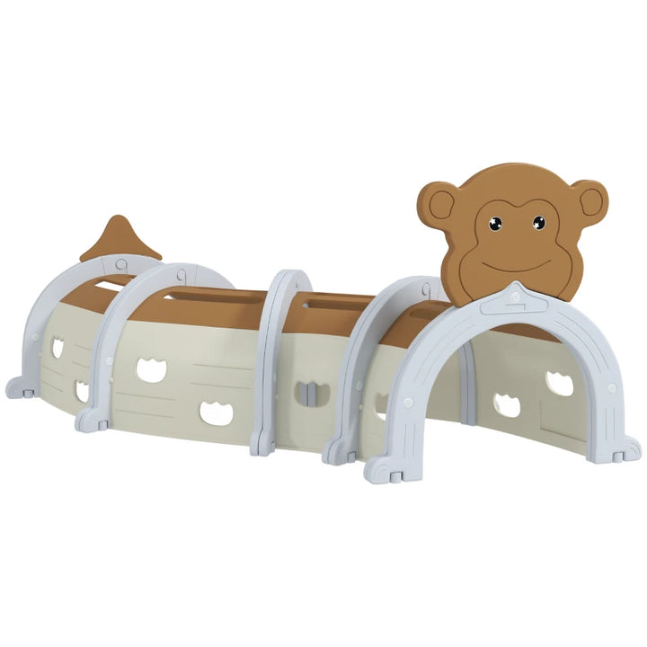 AIYAPLAY Monkey Design Kids Play Tunnel – Ages 3–6 (Brown)