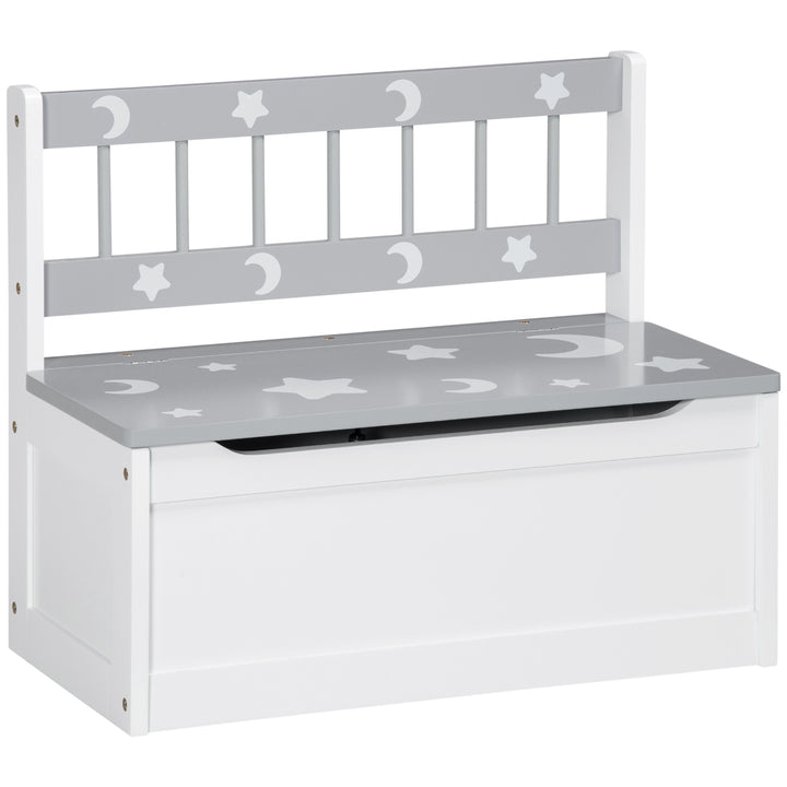 ZONEKIZ 2 In 1 Kids Storage Bench, Toy Box w/ Safety Rod - Grey - Grey