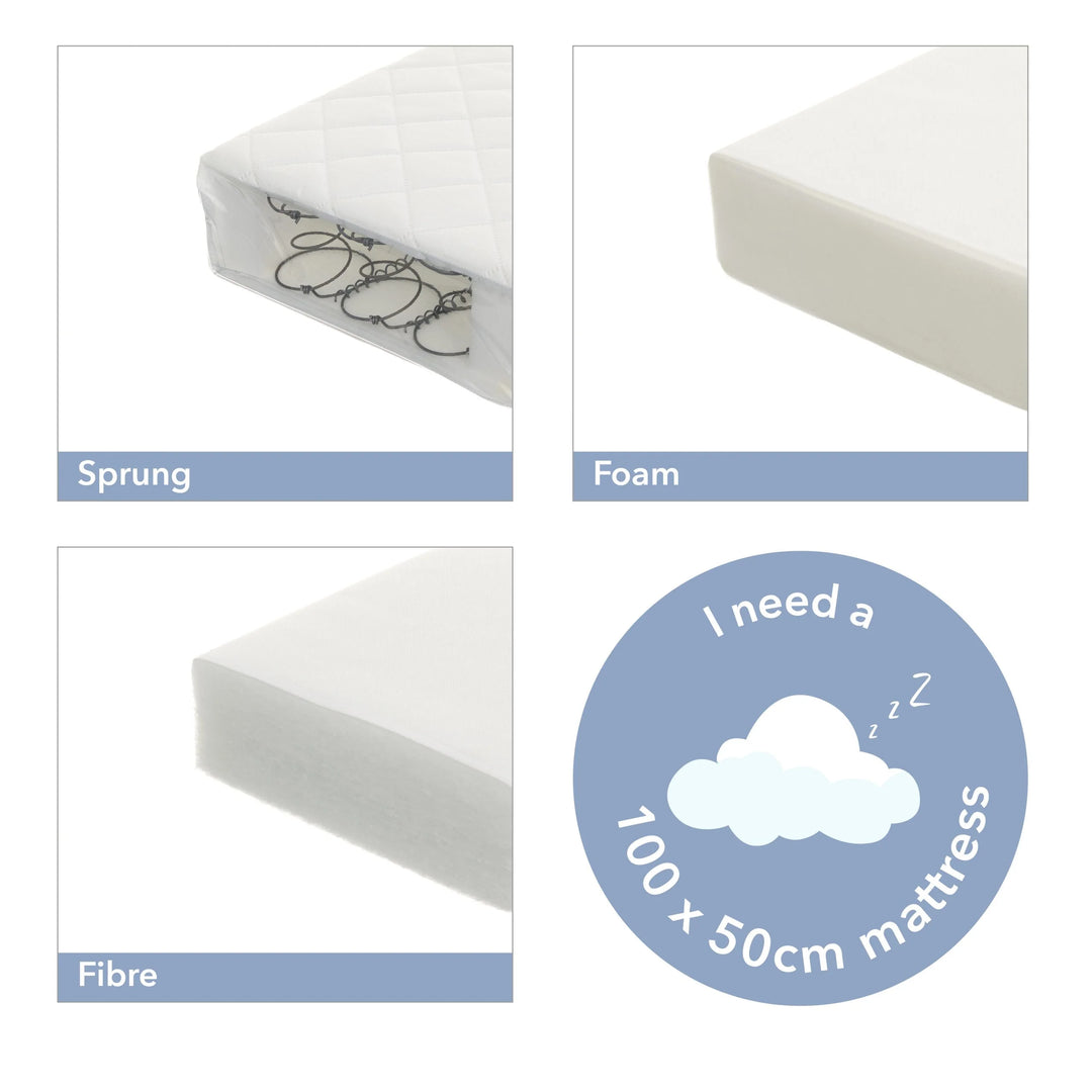 Obaby Bantam Space Saver Cot - White
