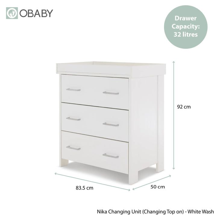 Obaby Nika 3 Piece Nursery Room Set – White Wash