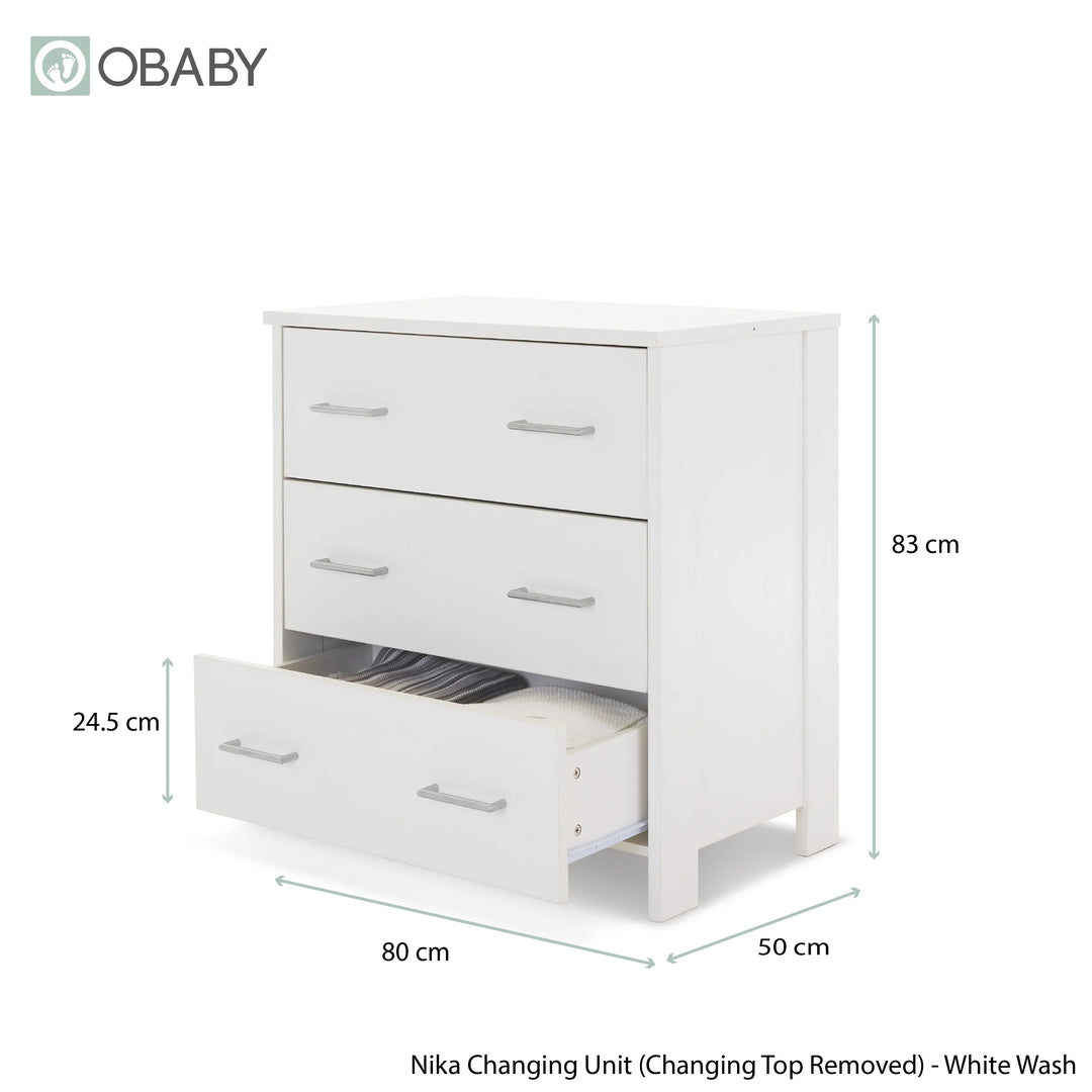 Obaby Nika 3 Piece Nursery Room Set – White Wash