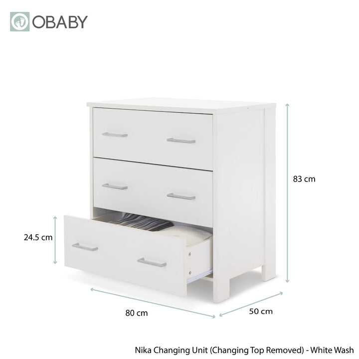 Obaby Nika 3 Piece Nursery Room Set – White Wash