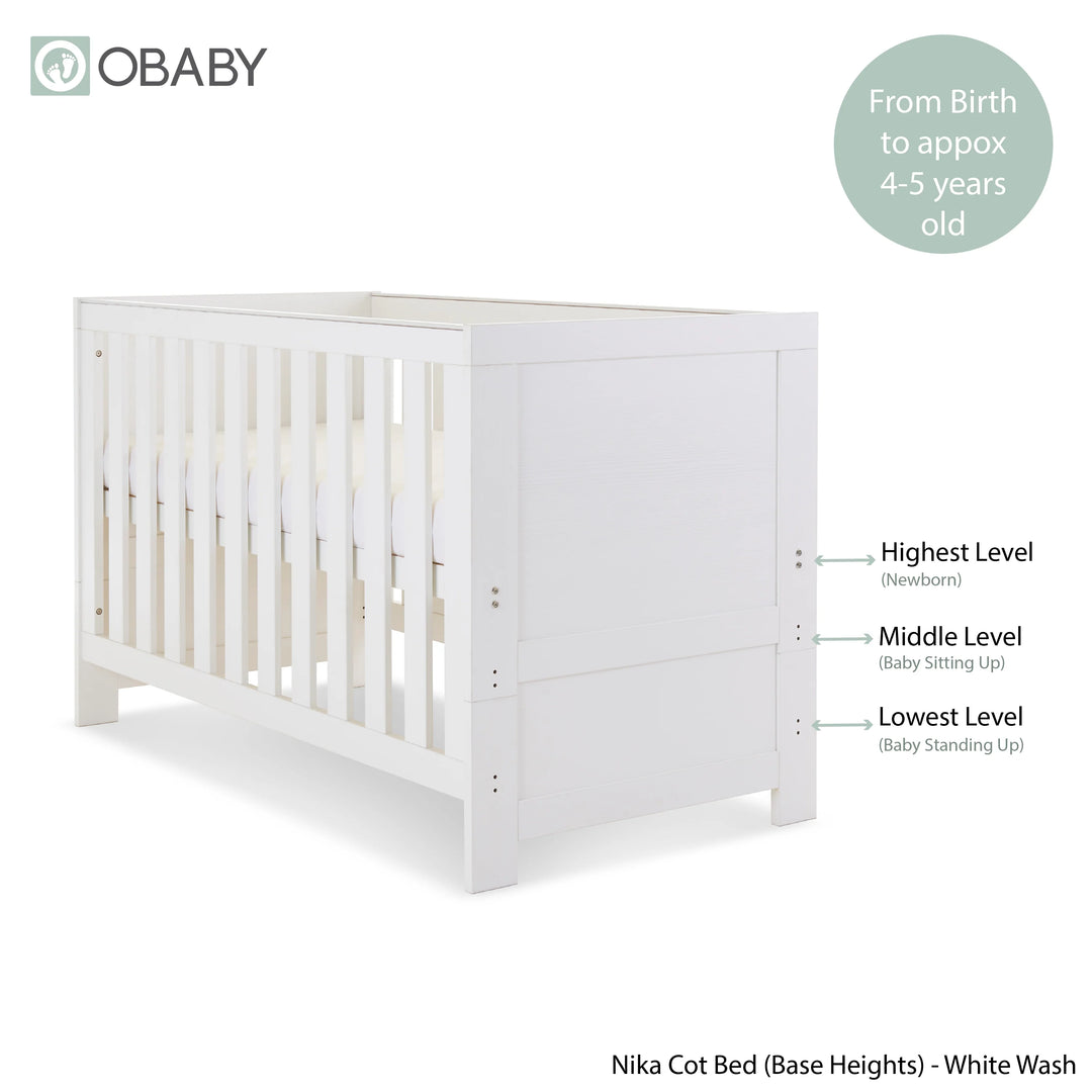 Obaby Nika 3 Piece Nursery Room Set – White Wash