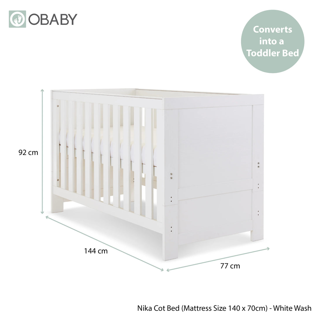 Obaby Nika 3 Piece Nursery Room Set – White Wash