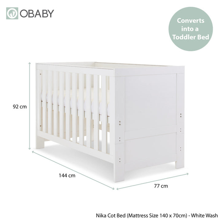 Obaby Nika 3 Piece Nursery Room Set – White Wash