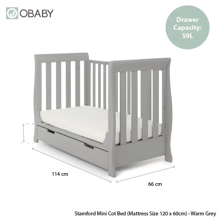 Obaby Stamford Mini Sleigh 2 Piece Room Set - Warm Grey
