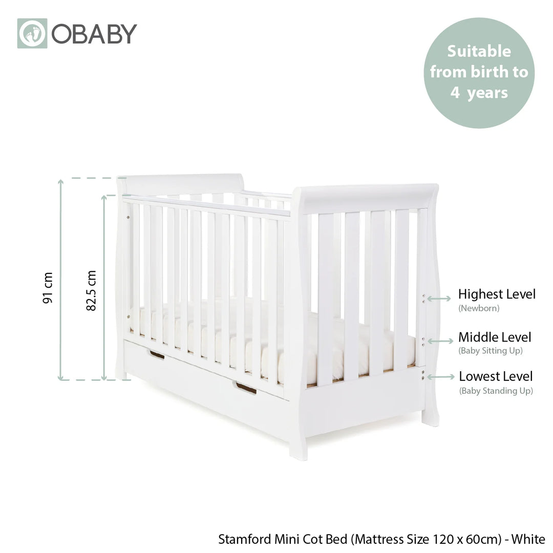 Obaby Stamford Mini Sleigh 2 Piece Room Set - White