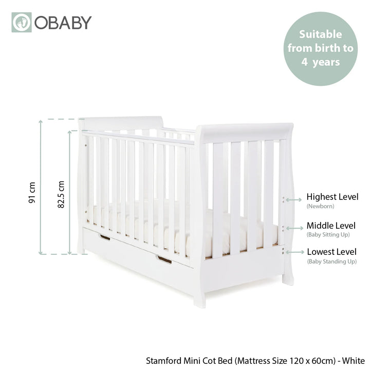 Obaby Stamford Mini Sleigh 2 Piece Room Set - White