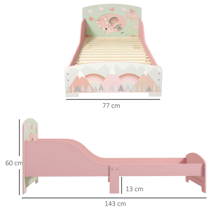 ZONEKIZ Toddler Bed Frame, Kids Bedroom Furniture for Ages 3-6 Years, Pink - image 3