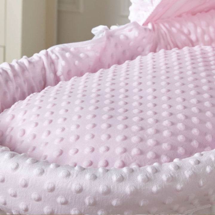 For Your Little One Pink Dimple White Wicker Baby Moses Basket with Stand