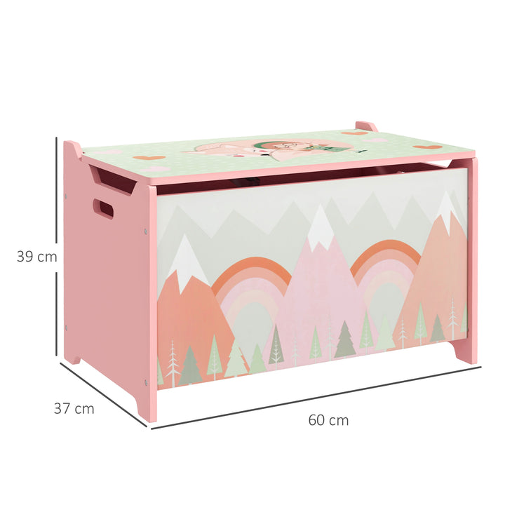 ZONEKIZ Toy Box, Kids Storage Chest, with Lid, Safety Hinge - Pink - image 3