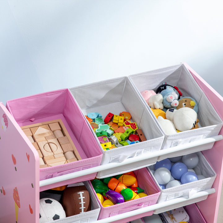 ZONEKIZ Kids Storage Rack, with Nine Removable Baskets, for Nursery, Bedroom, Playroom - Pink - image 9