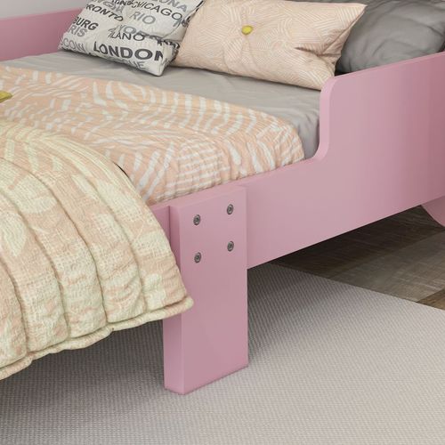 ZONEKIZ Cat Toddler Bed – Pink Princess Design (Ages 3–6)