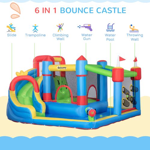 Outsunny 6 in 1 Bouncy Castle with Pool