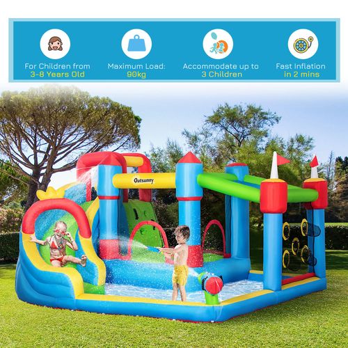 Outsunny 6 in 1 Bouncy Castle with Pool