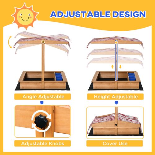 Outsunny Wooden Sand Pit with Canopy