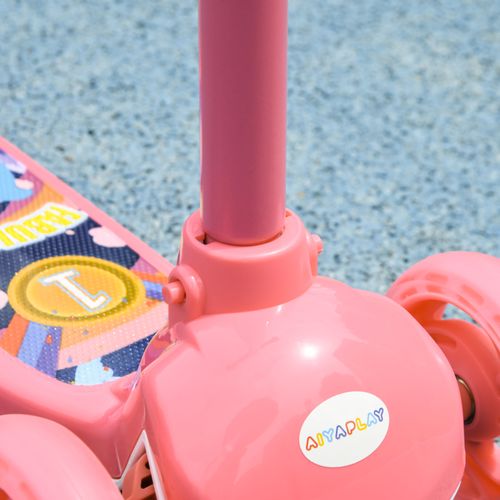 AIYAPLAY 3-Wheel Kids Scooter with LED Lights & Adjustable Height – Pink