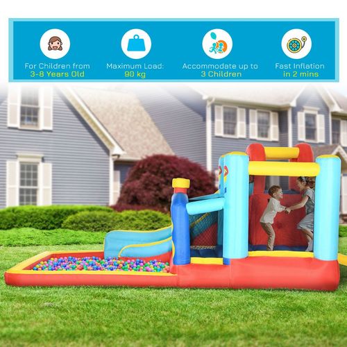 Outsunny 4 in 1 Bouncy Castle with Pool & Climbing Wall