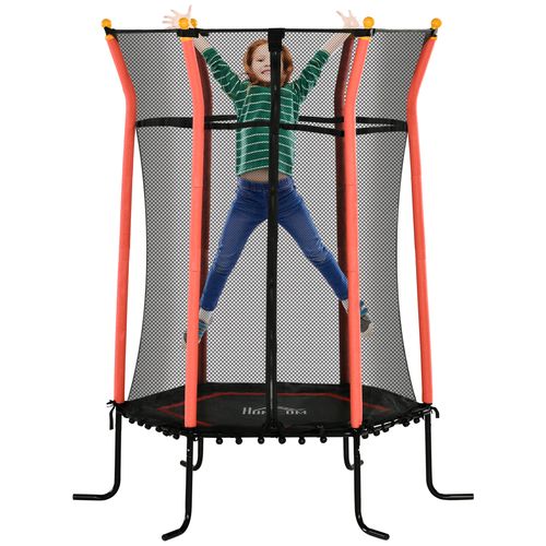 HOMCOM Kids Trampoline Mini Bouncer with Enclosure Safety Net – Red