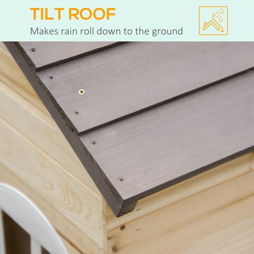 Outsunny Wooden Playhouse - Natural Wood