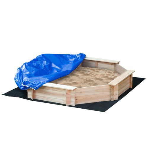 Outsunny Wooden Sand Pit with Cover