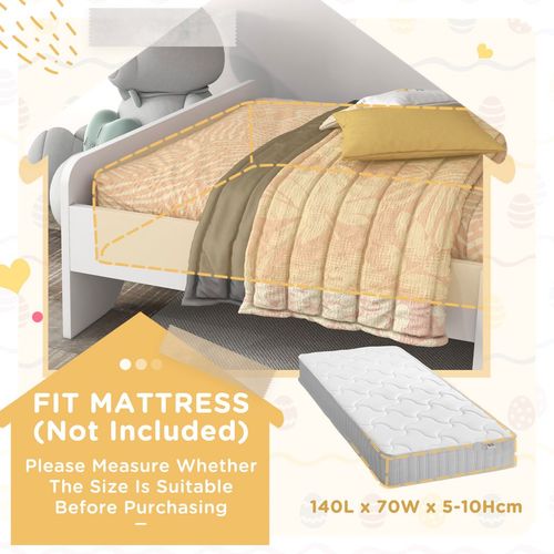 ZONEKIZ Rabbit Toddler Bed – White Bunny Design (Ages 3–6)