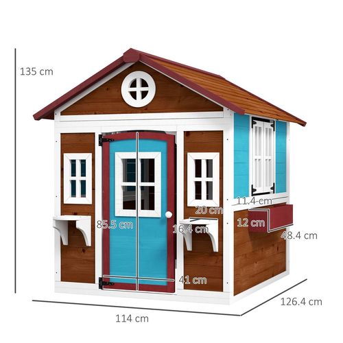 Outsunny Wooden Playhouse - Dark Brown
