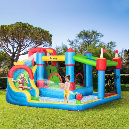Outsunny 6 in 1 Bouncy Castle with Pool