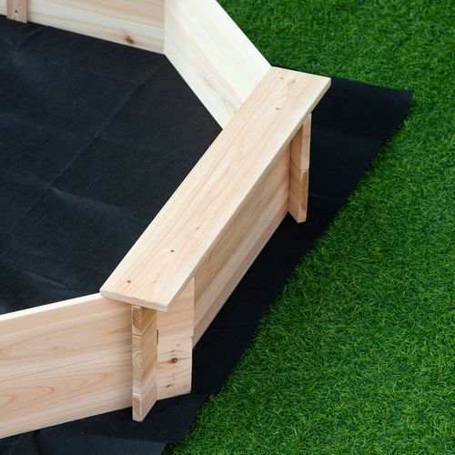 Outsunny Wooden Sand Pit with Cover