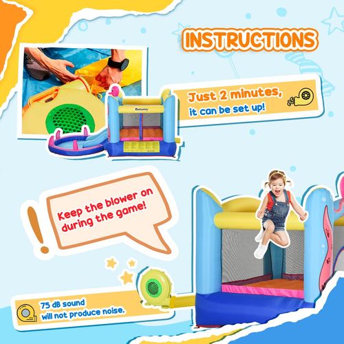 Outsunny Octopus Bouncy Castle with Slide & Pool