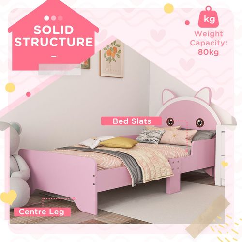 ZONEKIZ Cat Toddler Bed – Pink Princess Design (Ages 3–6)