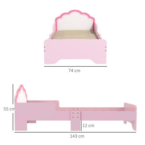 ZONEKIZ Princess Toddler Bed – Pink Cloud Design (Ages 3–6)