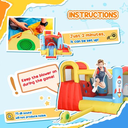 Outsunny Bouncy Castle with Slide & Pool