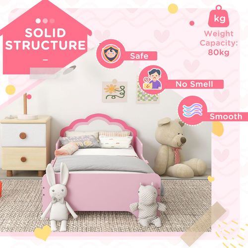 ZONEKIZ Princess Toddler Bed – Pink Cloud Design (Ages 3–6)