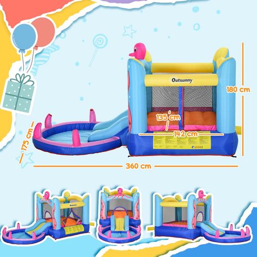 Outsunny Octopus Bouncy Castle with Slide & Pool