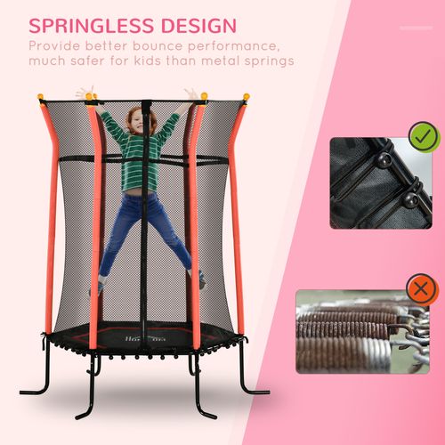 HOMCOM Kids Trampoline Mini Bouncer with Enclosure Safety Net – Red