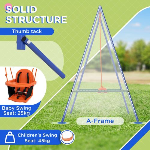 Outsunny 2-in-1 Toddler & Kids Swing with Safety Belt – Orange & Blue